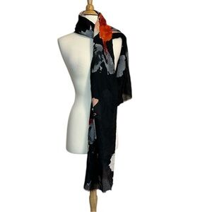 NWOT Jessica McClintock Black, Gray, Red Accent Scarf Wrap